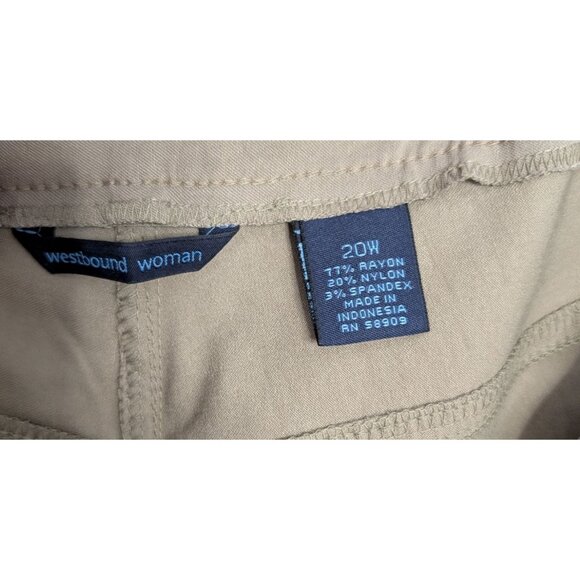 2 Westbound Woman The Park Ave Fit Capri Pants 20W Khaki Tummy Control polka dot - Picture 4 of 16